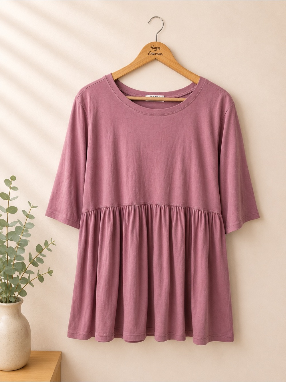 Zenana Dusty Mauve Babydoll Top Size XL